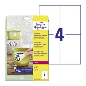 AVERY Zweckform wetterfeste Folienetiketten L4719REV-20 weiß 105,0 x 148,0 mm, 20 Blatt