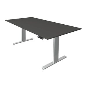 Kerkmann Move 3 tube elektrisch höhenverstellbarer Schreibtisch anthrazit rechteckig, T-Fuß-Gestell silber 200,0 x 100,0 cm