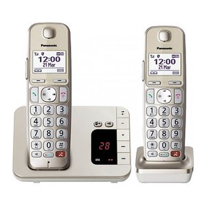 Panasonic KX-TGE262GN Schnurloses Telefon-Set mit Anrufbeantworter champagner
