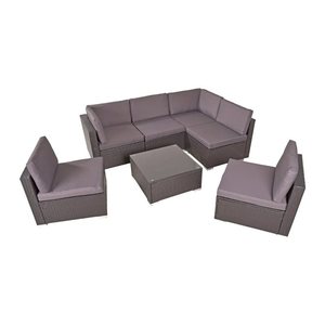 Garden Pleasure Loungegruppe SANSIBAR grau, silber Kunststoff, Metall, 18-teilig