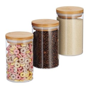 relaxdays Vorratsdosen 16,0 cm hoch transparent 0,8 l, 3 St.
