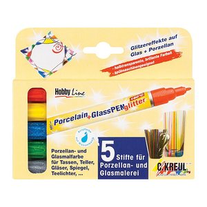 KREUL Glitter Porzellanstifte farbsortiert 2,0 - 4,0 mm, 5 St.