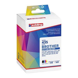 edding EDD-435 schwarz, cyan, magenta, gelb Druckerpatronen kompatibel zu brother LC-1100BK/C/M/Y, 4er-Set