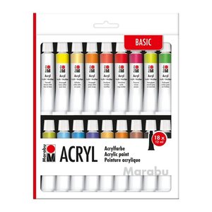 Marabu Basic Acrylfarben farbsortiert 18 x 12,0 ml, 18 St.