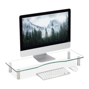 relaxdays Monitorständer silber, transparent