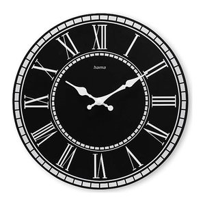 hama Wanduhr Rab schwarz Mitteldichte Holzfaserplatte (MDF), Ø 30,0 cm