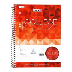 LANDRE Collegeblöcke 158x210-80 Blatt-kariert Rand