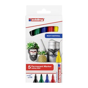 edding 3000 Basic Permanentmarker farbsortiert 1,5 - 3,0 mm, 5 St.
