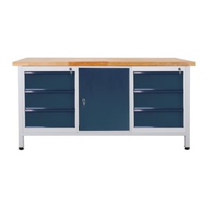 ADB Werkbank lichtgrau, anthrazitgrau 6 Schubladen 170,0 x 60,0 x 84,0 cm
