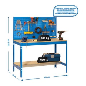 Simonrack Werkbank KIT SIMONWORK BT2 1500 blau 150,0 x 61,0 x 144,5 cm