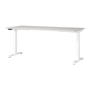 GERMANIA JET höhenverstellbarer Schreibtisch lichtgrau rechteckig, T-Fuß-Gestell weiß 180,0 x 80,0 cm