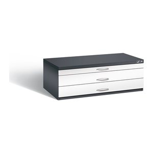 CP 7100 Planschrank schwarzgrau, verkehrsweiß 3 Schubladen 110,0 x 76,5 x 42,0 cm, 1 St.