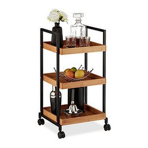 relaxdays Servierwagen braun, schwarz 37,0 x 34,0 x 69,5 cm
