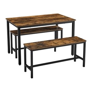 VASAGLE Sitzgruppe, schwarz Holz, Metall, 3-teilig
