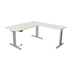 Kerkmann Move 3 tube elektrisch höhenverstellbarer Schreibtisch weiß L-Form, T-Fuß-Gestell silber 180,0 x 80,0 cm