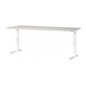 GERMANIA DOWNEY höhenverstellbarer Schreibtisch lichtgrau rechteckig, C-Fuß-Gestell weiß 180,0 x 80,0 cm