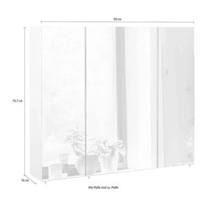 MÖBELPARTNER Spiegelschrank Basic 134108 weiß glanz 90,0 x 16,0 x 70,7 cm