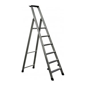 ZARGES Stehleiter einseitig Nova S silber 6 Stufen, H: 203,0 cm