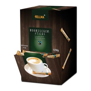 HELLMA  Fairtrade Rohrohrzucker-Sticks, 500x4,0 g
