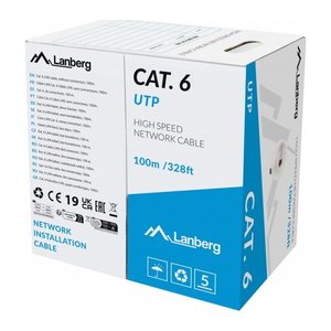 LANBERG Verlegekabel CAT.6 UTP 100m CU CPR+Fluke grau