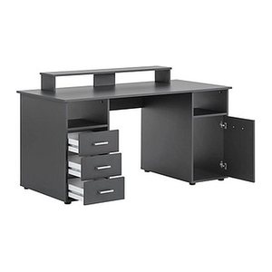 MÖBELPARTNER Niels light Schreibtisch anthrazit rechteckig, Wangen-Gestell grau 150,0 x 70,0 cm
