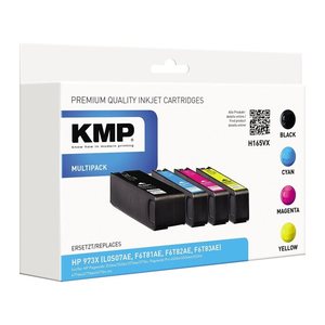 KMP H165VX schwarz, cyan, magenta, gelb Druckerpatronen kompatibel zu HP 973X (L0S07AE, F6T81AE, F6T82AE, F6T83AE), 4er-Set