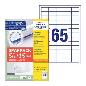 AVERY Zweckform Etiketten weiß 38,0 x 21,2 mm, 65 Blatt
