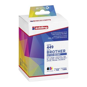 edding EDD-449 schwarz, cyan, magenta, gelb Druckerpatronen kompatibel zu brother LC-123BK/C/M/Y, 4er-Set