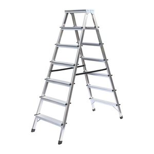 MUNK Stehleiter beidseitig 11167 silber 2x 7 Stufen, H: 151,0 cm