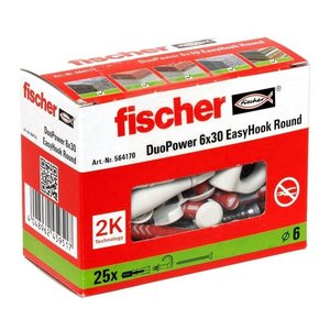 fischer EasyHook Round - DuoPower 6x30 2K 564170 Dübel mit Schrauben, 25 St.