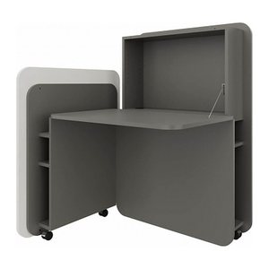 fm FLATup  Sekretär basalt/diamantweiß rechteckig, schwarz 107,0 x 41,5 - 91,0 cm