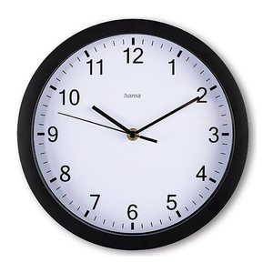 hama Wanduhr Elba weiß schwarz Kunststoff, Ø 25,0 cm