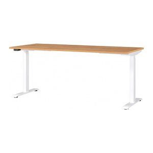 GERMANIA JET höhenverstellbarer Schreibtisch grandson-eiche rechteckig, T-Fuß-Gestell weiß 180,0 x 80,0 cm