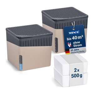 WENKO Cube Raumentfeuchter beige, 2x 500,0 g