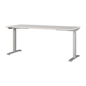 GERMANIA JET höhenverstellbarer Schreibtisch lichtgrau rechteckig, T-Fuß-Gestell silber 180,0 x 80,0 cm