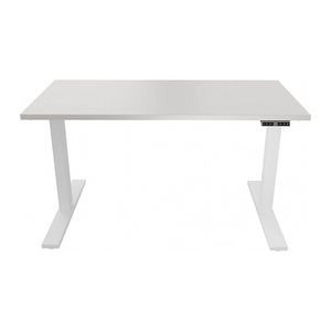 BISLEY E-WonderTech elektrisch höhenverstellbarer Schreibtisch lichtgrau rechteckig, T-Fuß-Gestell weiß 180,0 x 80,0 cm