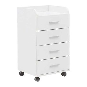 WOHNLING Rollcontainer weiß 4 Auszüge 40,0 x 33,0 x 70,5 cm