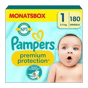 Pampers® Windeln Monatsbox premium protection™ Gr. 1 (2-5 kg) für Neugeborene, 180 St.