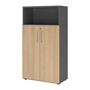 HAMMERBACHER Regalschrank FlexWall, VFW48T3KG/G/E/BS grafit, eiche 80,0 x 40,0 x 145,0 cm, 1 St.