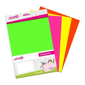 plottiX PremiumFlex Neon Bügelfolie farbsortiert Flex-Folie 20,0 x 30,0 cm,  4 St.