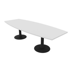 Quadrifoglio Konferenztisch Idea+ weiß Tonnenform, Säulenfuß grau, 280,0 x 80,0 - 110,0 x 74,0 cm