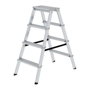 MUNK Stehleiter beidseitig 11234 silber 2x 4 Stufen, H: 93,0 cm