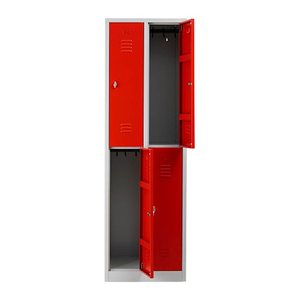 Gürkan Spind lichtgrau, feuerrot 105934, 4 Schließfächer 60,0 x 50,0 x 195,0 cm