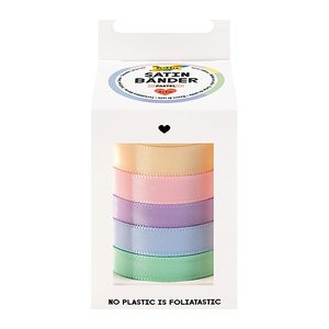 folia Geschenkband PASTELL satiniert pink, orange, gelb, grün, blau 10,0 mm x 4,0 m