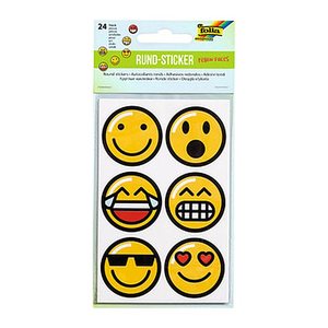 folia Aufkleber Emojis verschiedene Motive, 24 St.