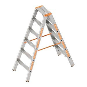 Layher Stehleiter beidseitig TOPIC 1043 silber 2x 6 Stufen, H: 150,0 cm