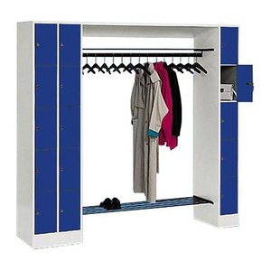 CP Garderobe mit Schließfächern Serie 8070 lichtgrau, enzianblau 80730-00 S10006, 15 Schließfächer 210,0 x 48,0 x 195,0 cm