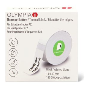 OLYMPIA Etikettenrolle für Etikettendrucker weiß, 14,0 x 40,0 mm, 1 x 180 Etiketten