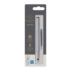 PARKER Füller VECTOR Edelstahl M Blau Blister