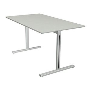 Kerkmann Form 1 Schreibtisch lichtgrau rechteckig, T-Fuß-Gestell silber 140,0 x 80,0 cm
